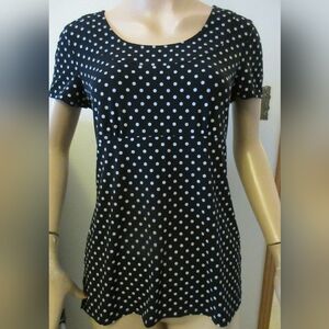 Frank Lyman Black Polka Dot Short Sleeve Top Women's Size 8